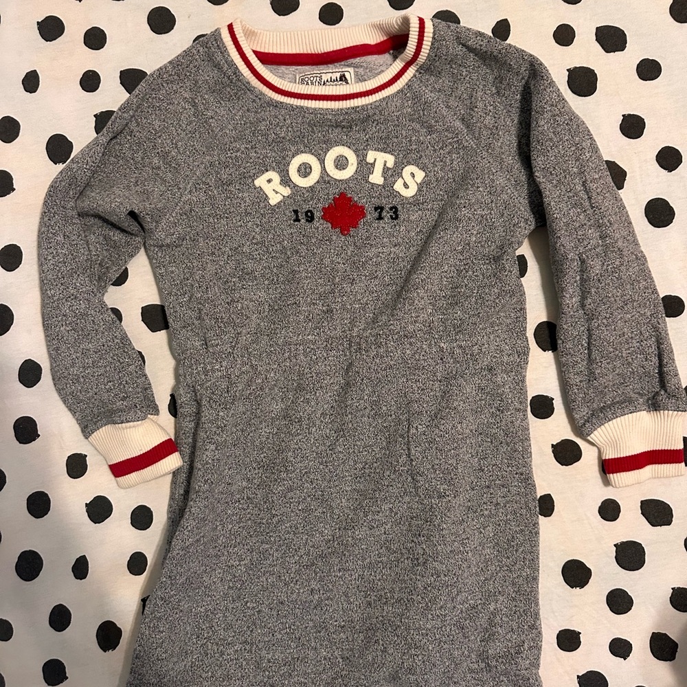Roots Cabin Gray and Red Kids Sweater Dress